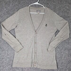 Diesel Tricot Cardigan Sweater Gray V-Neck Button Cotton Preppy Academia Medium‎
